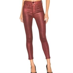 Rag & Bone Red Metallic High Rise Ankle Skinny Jean Size 29 EUC